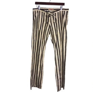5/$25 
Vintage Bongo Striped Pants BohoM Linen Blend Flare Zip Button Tie Front
